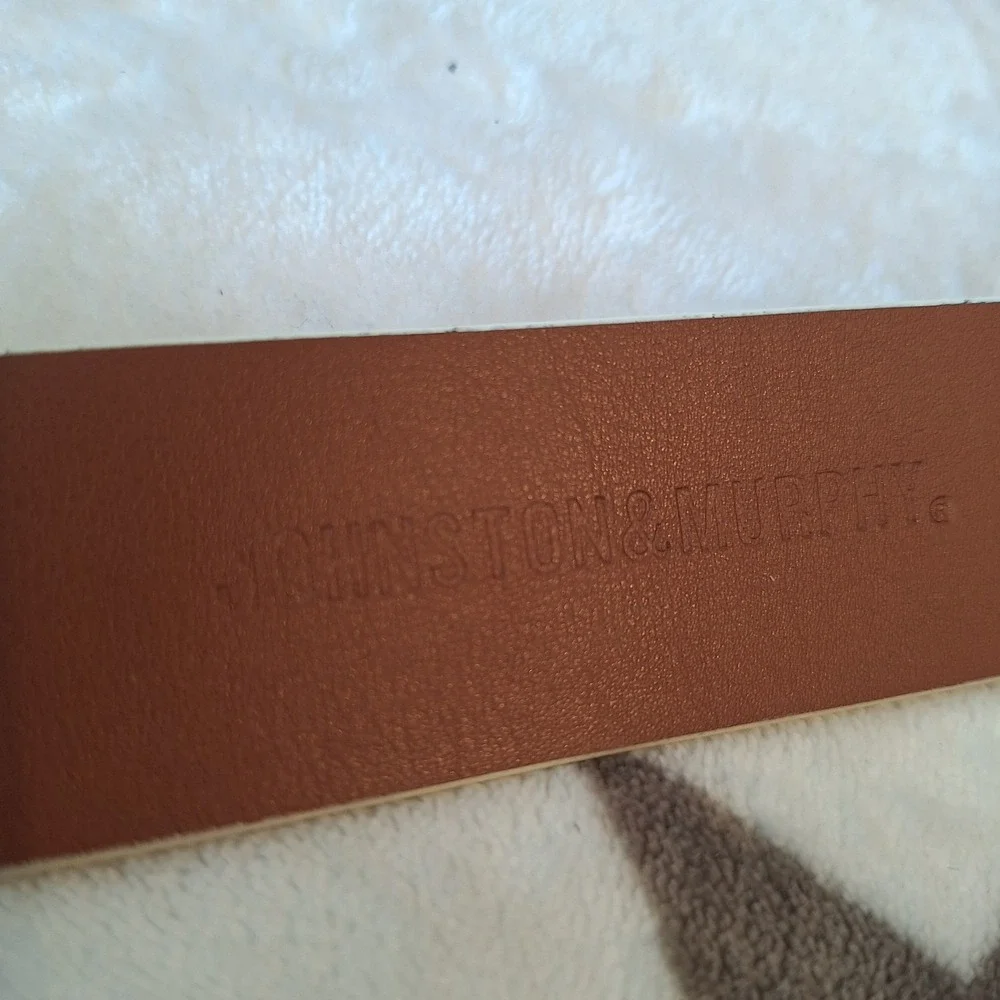 Johnston And Murphy Tan Ribbed Leather Belt Style 75–7731 Size 36 New With Tag